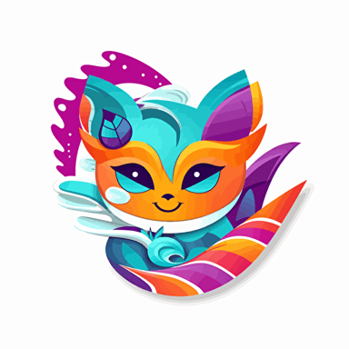 Design a fun, positive, uplifting, and unique non-human or non-animal mascot that embodies the spirit of the "Creative Waves: Inspiring the Future” theme. The mascot can be an invented creature, representing the joy and excitement of coming together in the world of art, fashion, music, and design, while being relevant to ComplexCon and its audience. The mascot should radiate positivity and inspiration, promoting an atmosphere of encouragement, creativity, and innovation. The design must not be overly complex, allowing for easy recognition and appeal. Ensure the mascot does not infringe on or resemble any existing contemporary artists' styles and that it's suitable for high-quality vector illustrations.