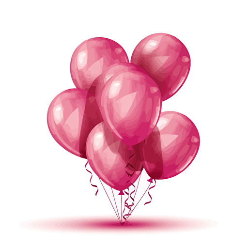 cartoon pink balloons vector art, white background