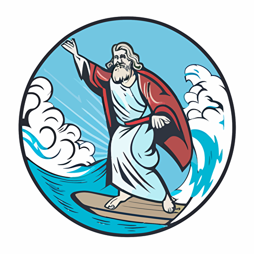 simplistic cartoon christian surfing vector logo with no text
