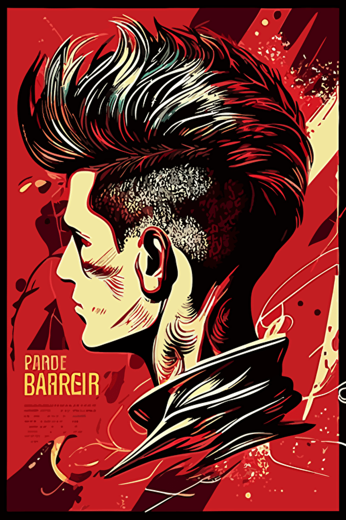 a barbershop art, male hairstyle, trendy, vector art design, fashion, vibrant,