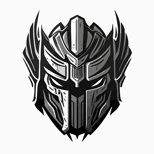 autobot face logo vector knight helmet medieval style samurai black grey white epic