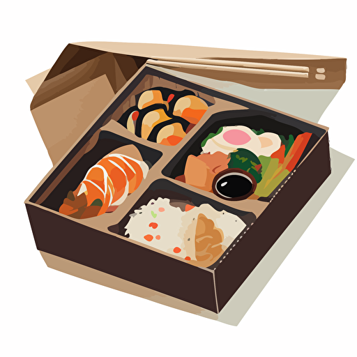 bento box, vector art, white background