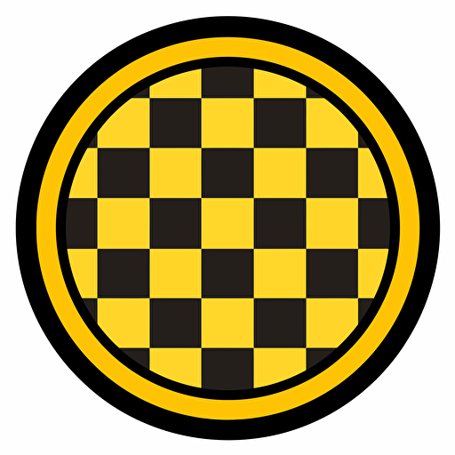 a circle coin with squares on it, yellow and black, workshop style, No background, empty background, vector simple style