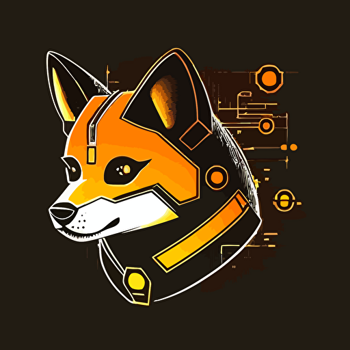 ai cyborg shiba inu face logo, vector, simple, cartoon, minimal