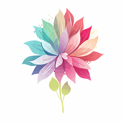 a single flower with no stem, use pastel colors only, 2d clipart vector, minimalistic , hd, white background