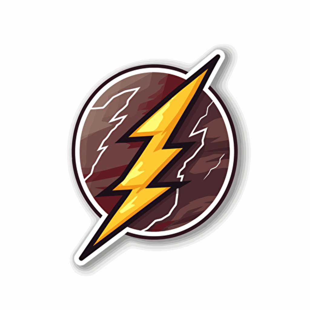 lightening-bolt sticker, in the style of global imagery, no lettering, no image noise, white background, flat vector illustration,