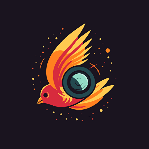 flat vector design rocket company logo with wings of a Phoenix