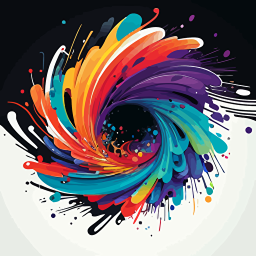 colorful vector art, burst of colorful swirls, splashes of color