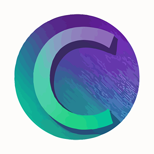 flat vector logo of a "C", blue purple green gradient, simple minimal, by Ivan Chermayeff