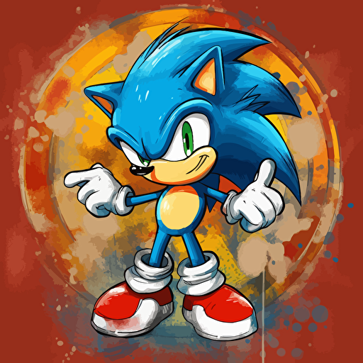 sonic the hedgehog, deklart, graffiti style, marvel comic book style, vector illustration,