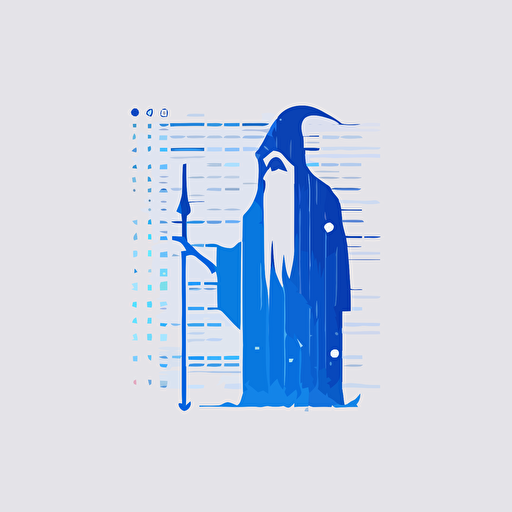 minimalistic vector art logo, flat, clean, easy recognizable, blue and white colors of a schedule and a wizard
