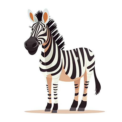 zebra, detailed, cartoon style, 2d clipart vector, creative and imaginative, hd, white background