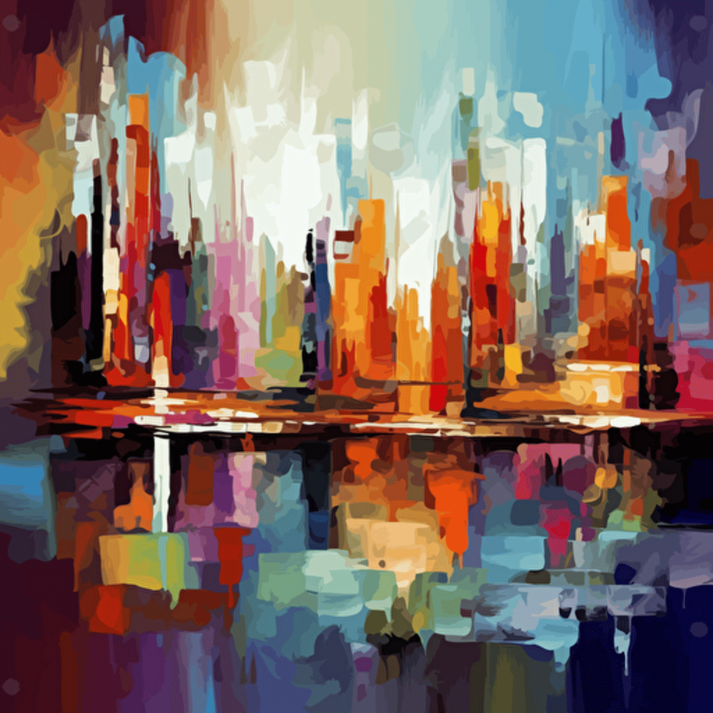 colorful, abstract, city scape, oil paint. vector.