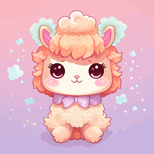 cute alpaca kawaii style, vector clipart