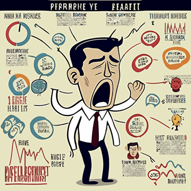 psychology of market cycle, wall street cheat sheet, simplified,market cycle, panic, euphoria, thrill, belief, anxiety, disbelief, depression, cartoon style, vector