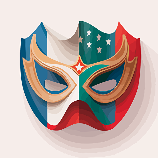 masquerade mask with a Texas flag design in a vector art cartoon style, flat color,