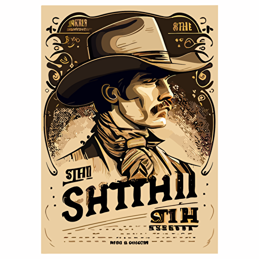 affiche, illustration, shérif, western, style 1800, flat, vectorized