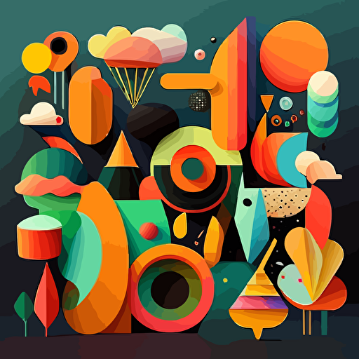 colourful vector shapes and elements, clean, crisp, plain blackground