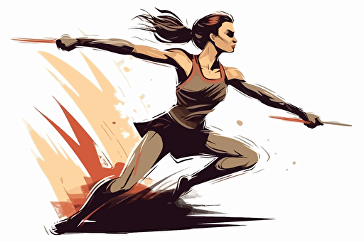 brave female athlete vector style, white background