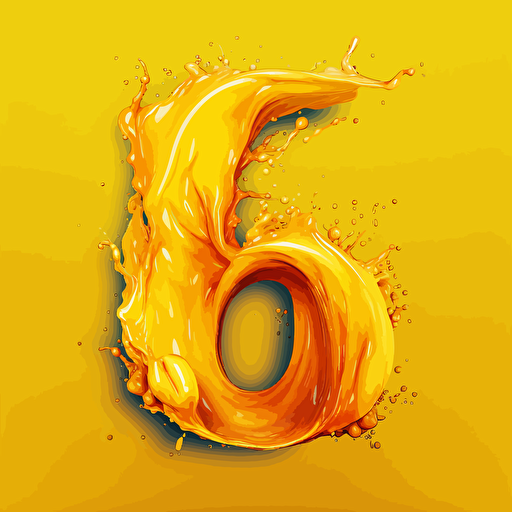 alphabet 3 dipping in fluid of yellow color vector art