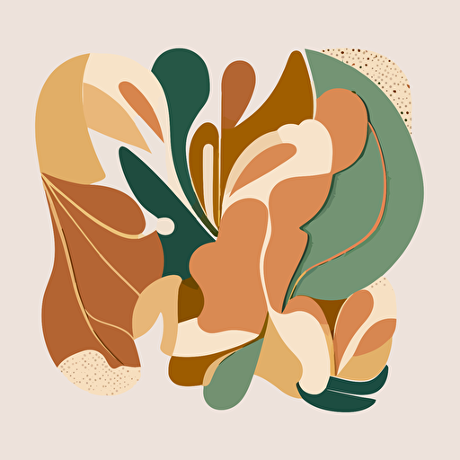 Matisse inspired vector shape, 2D, earth tone