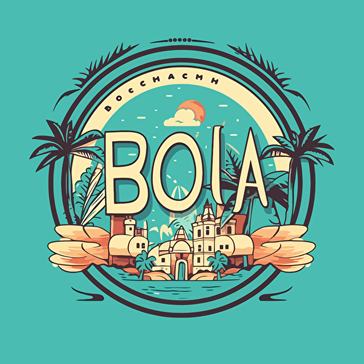 a vector logo of a language school in Barcelona, with the see and the letter BCN , the name is Hola