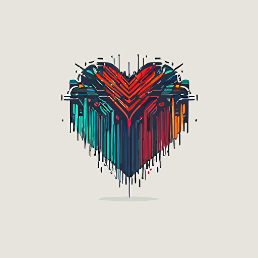 cyber heart colour logo, minimal logo, minimalism, vector shape