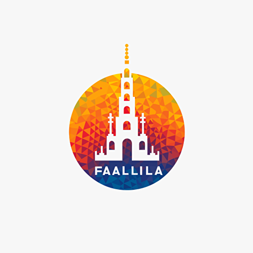 simple mosaic dot shaped sagrada familia vector logo colorful, simple , Hola Title