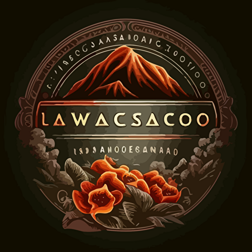 vector logo luxury style tomatoes in a greenhouse located on the slope of volcano company name Lavarosso