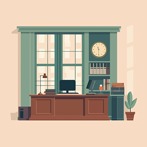 flat minimalist vector illustration of an old notary public office