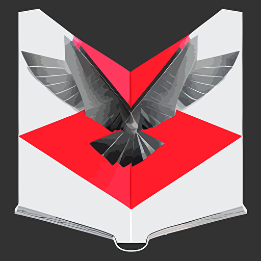 geometric white eagle flying open black book icon red background vector simple logo cgsociety artstation octane render
