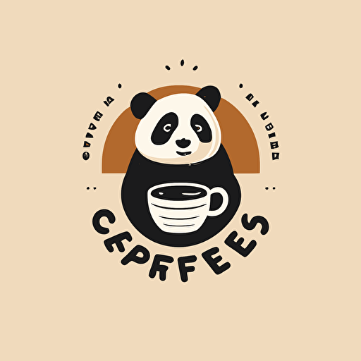 Vector logo featuring a simple cute panda inside a cup of coffee, coffee shop logo, super minimalist