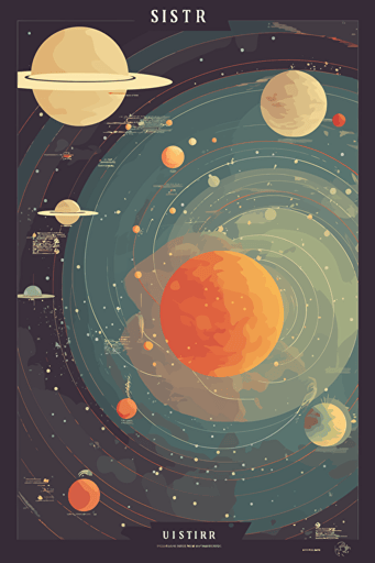 solar system, abstract, minimalistic vector,
