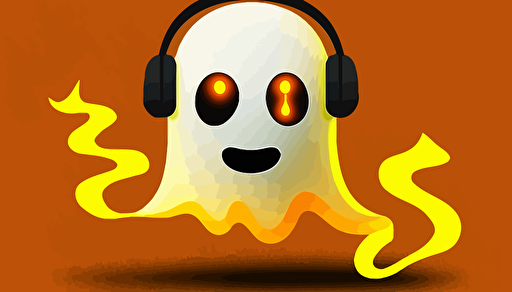 ghost with headphones vector icon, snapchat