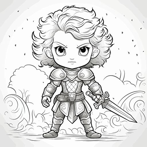 2d illustration, simple vector brave coloring page