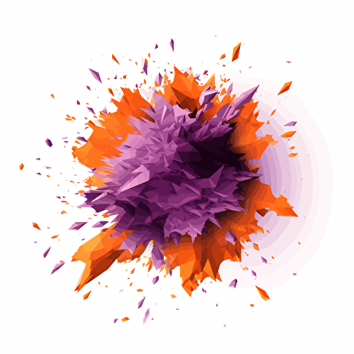 a exploding purple orange vector octagon on white