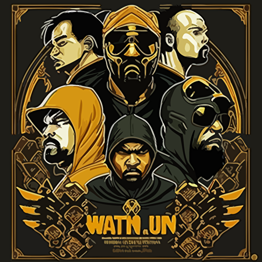 wu tang clan poster , vector art , shaolin style , very detailed ,high resolution,