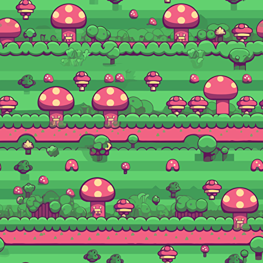 super mario game level vector seamless background, green and pink