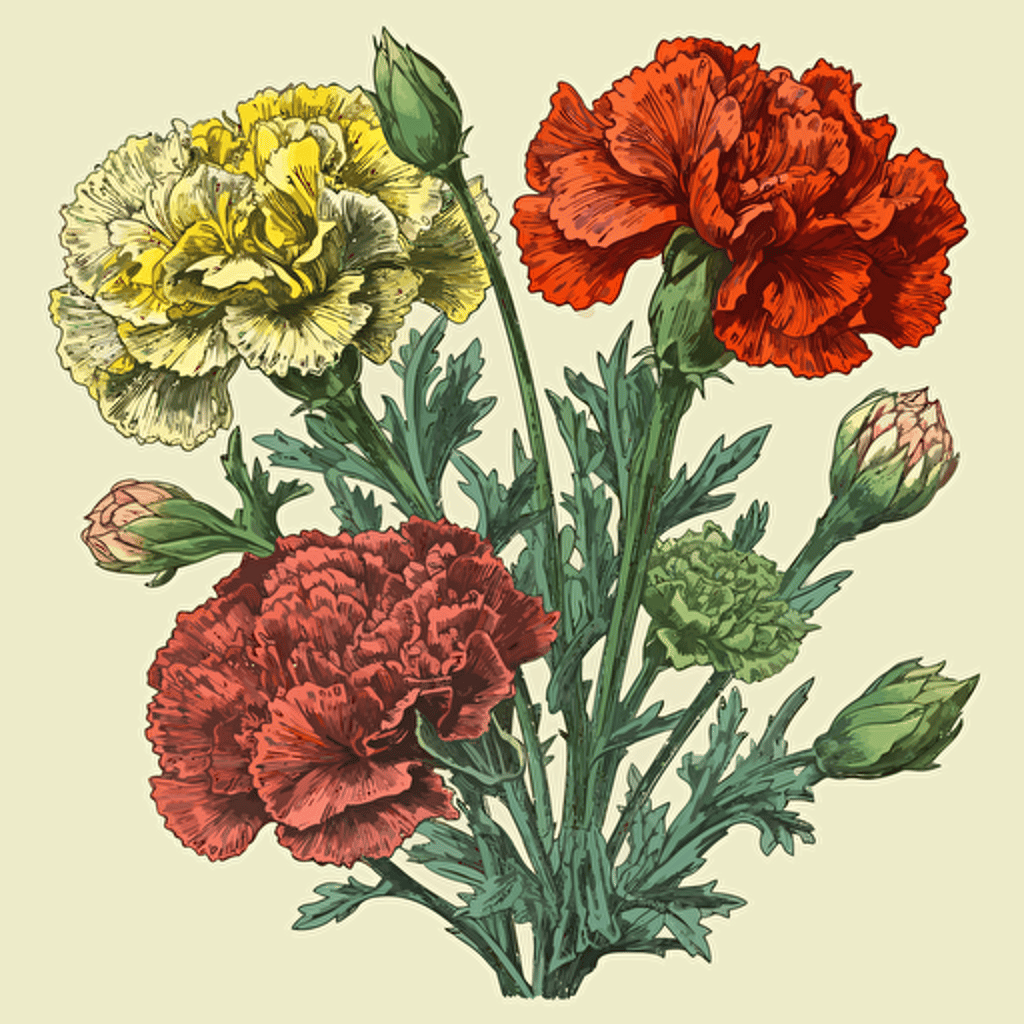 vector illustration of King Charles of England carnations in vivid colors
