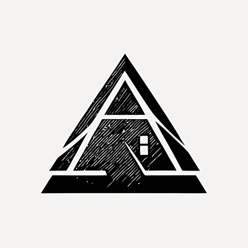 simple geometric iconic logo of house roof black vector, on white background