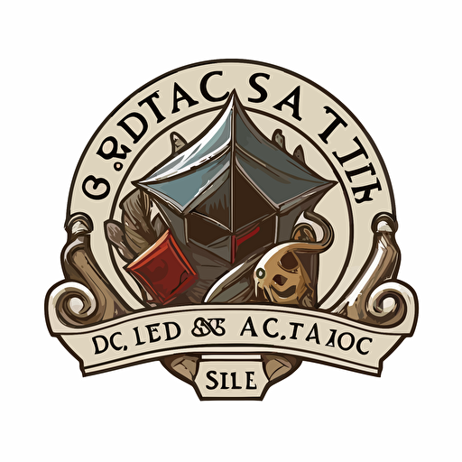 logo of a shop selling d&d stuff and other tabletop games, vector drawing, plain white background
