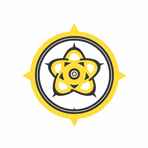 Insignia, School of Nuclear Science, no lettering, no image noise, white background, flat vector illustration,