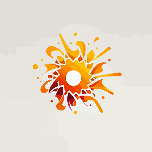 logo about sun mixed with digital network idea, simple vector white background logo shape, 2d shape