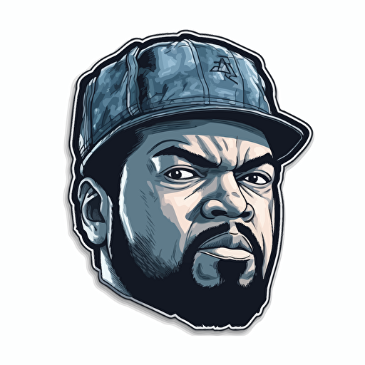 Ice Cube,Rapper,Horror, VHS Horror, Sticker, 80s horror comic art, Vector,
