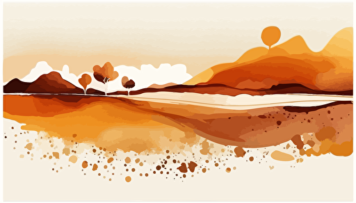 rust orange and beige watercolour abstract landscape, Minimalist, vector, contour