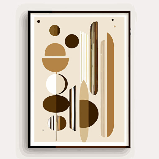 bown and beige mid century modern art print, minimalist, vector