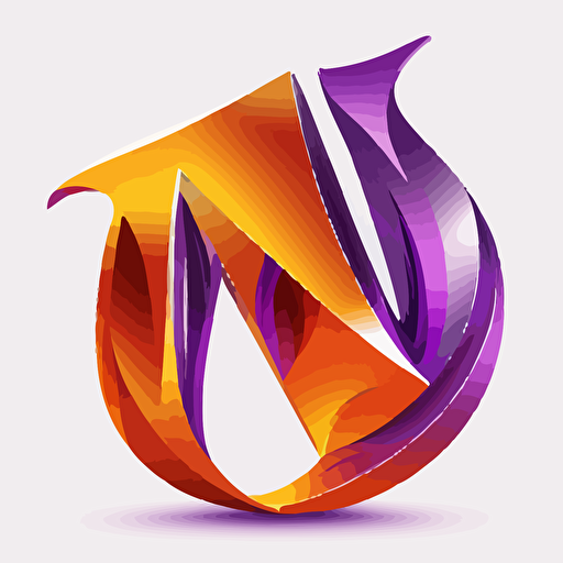 icon, logo, letter M, flame in purple or and orange abstract, white background, single color, purple, vector, no shadows