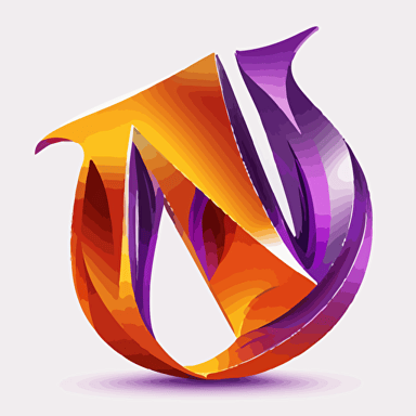 icon, logo, letter M, flame in purple or and orange abstract, white background, single color, purple, vector, no shadows