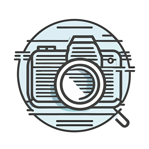 simplified line icon, vector, magnifying lens around camera focus