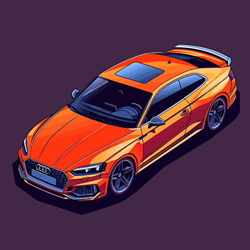 isometric Audi RS5 Coupe, in the style of Matthew Skiff art, in the style of Christopher Lee illustration, simple, rough-edged drawing, vector illustration, flat art,